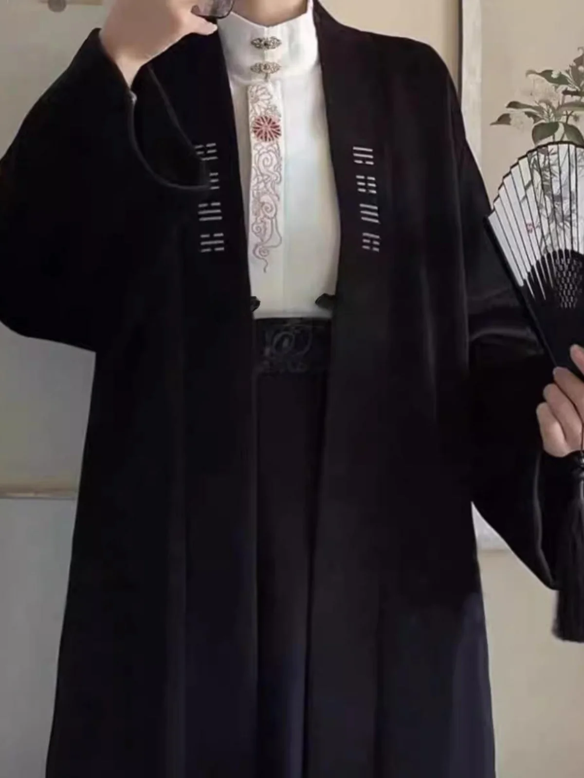 

New Chinese Sle Embroidered Open Cardigan Jaet Men's Outerwear Spring Autumn High Sensation Long-Line Ancient Sle Coat