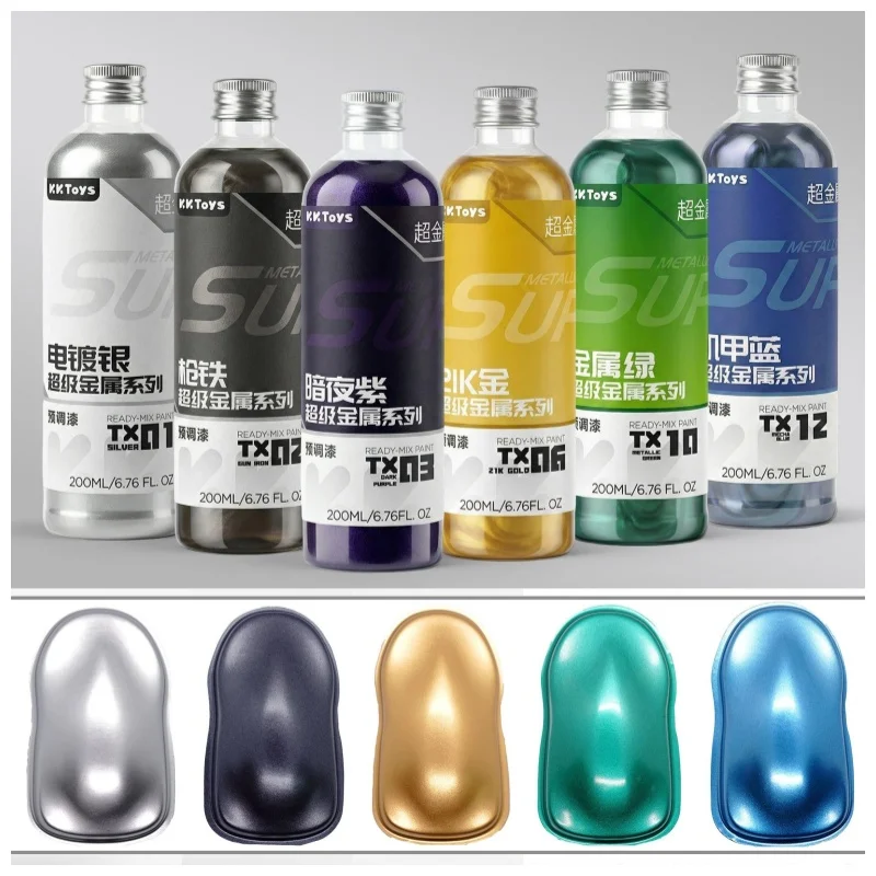 200ml Pre Mixed Metallic Top Coat Paint No Dilution Required Airbrush Spraying Color for Model Kit Hobby Painting Modeling