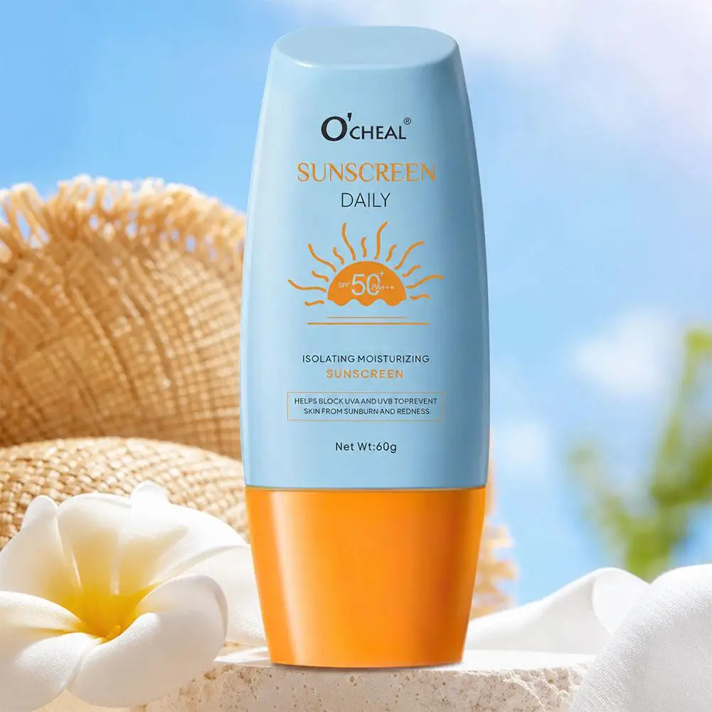 Isolation Sunscreen SPF50 PA+++,Daily UV Protection Face Cream, Moisturizing Breathable Sun Block for All Skin Types 60g