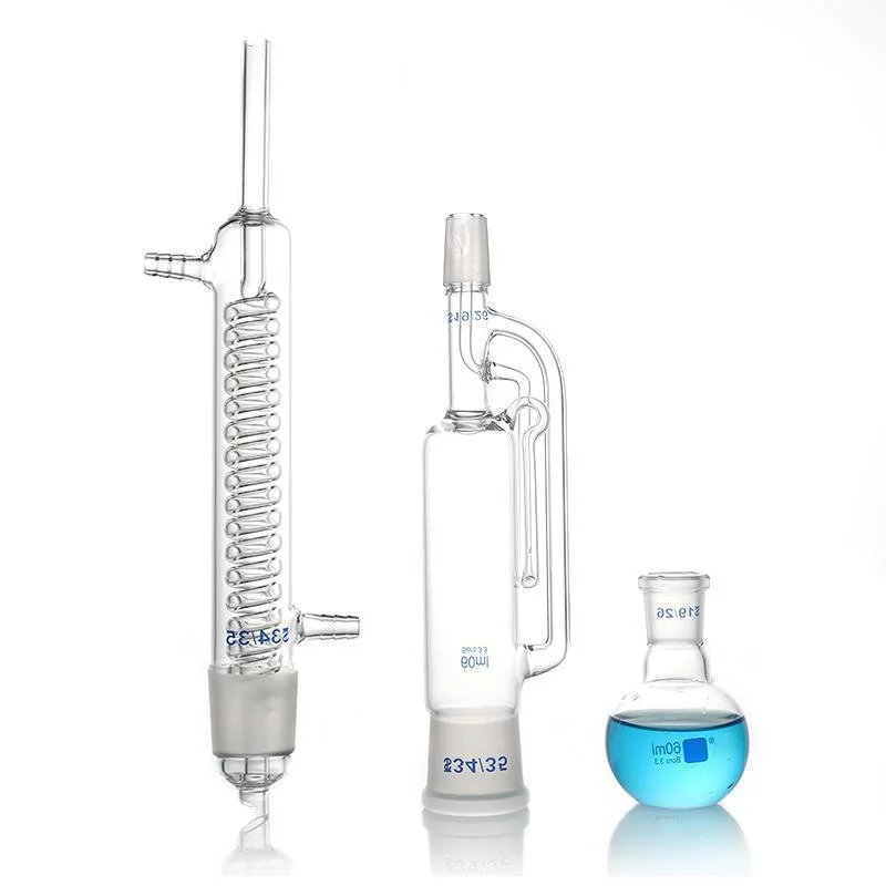 Soxhlet extractor de grasa de serpiente esférica de vidrio, juego completo de dispositivo de extracción de laboratorio, 60ml