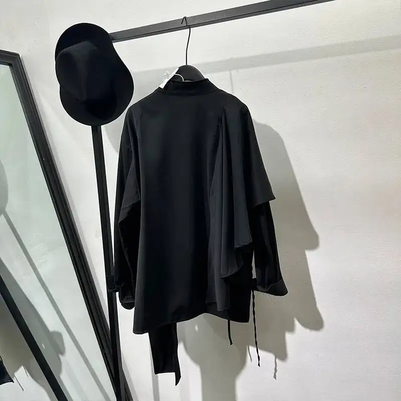 Niche Design Irregular Men's Shirt Loose Long Sleeved Single Button Personalized Menswear 2025 Summer New Shirts NG67