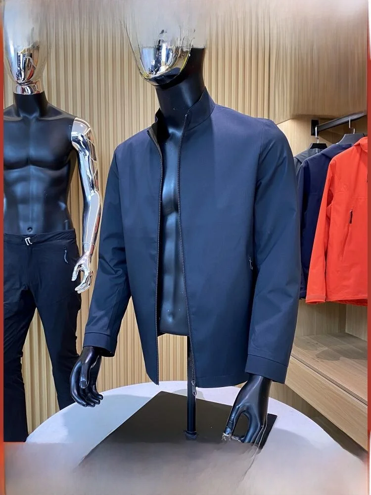 

Italian Luxury Busin Adstration Series Spring 2024 Men's Thin Stand Collar Jaet Casual Outerwear Trendy Zipper Closu...