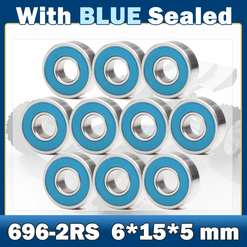 696RS Bearing ABEC-7 ( 10 PCS ) 6*15*5 mm Miniature 696-2RS Ball Bearings RS 696 2RS With Blue Sealed R-1560DD