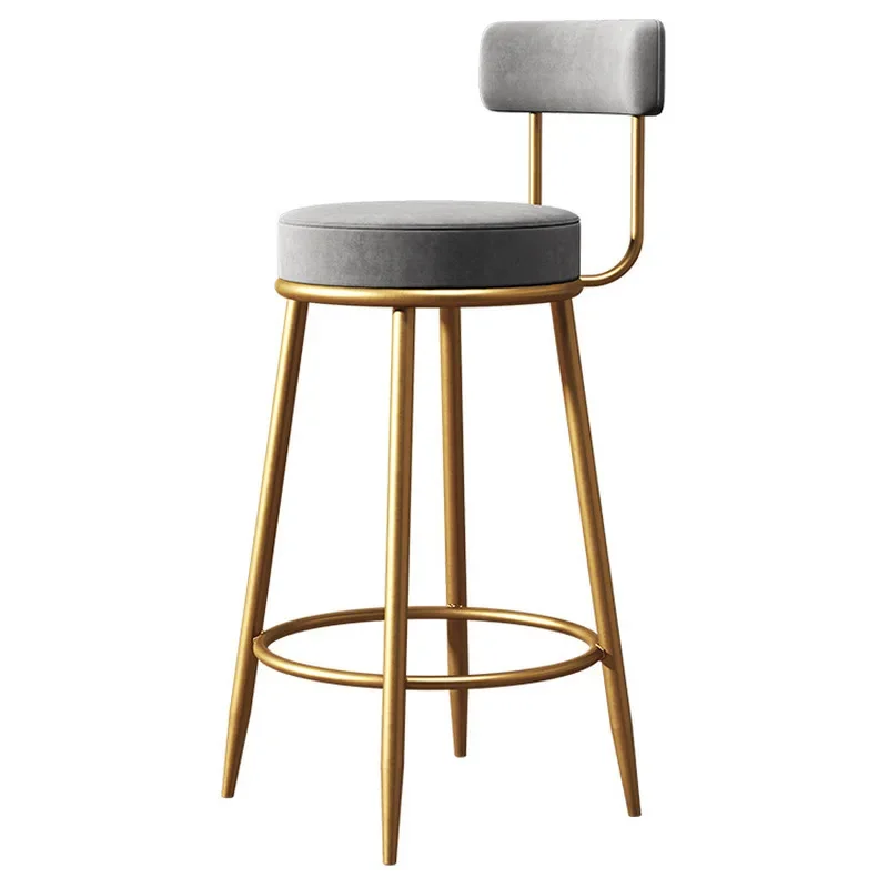 Metal High Bar Chair Modern Luxury Golden Leg Back Lounge Minimalist Bar Stools Stylish Diner Home Silla Nordica Household Items