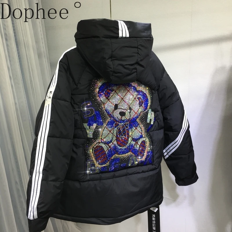 Auitumn-chaquetas de pan para mujer, Abrigo acolchado de algodón grueso y cálido, Parkas de manga larga con capucha de perforación en caliente de