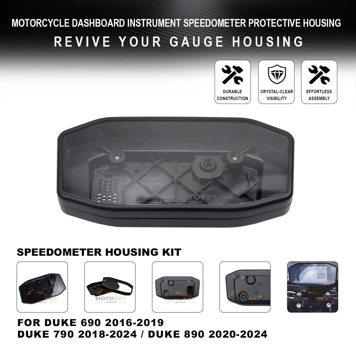 

For duke 690 (2016-19) 790 (2018-24) 890 (2020-24) Speedometer Tachometer Odometer Instrument Housing Case Gauges Cluster Cover