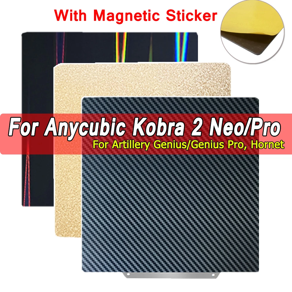 

Magnetic PEI Sheet For Anycubic Kobra 2 Kobra 2 Neo/Pro Kobra Go Build Plate Double Side Spring Steel Sheet for Artillery Genius