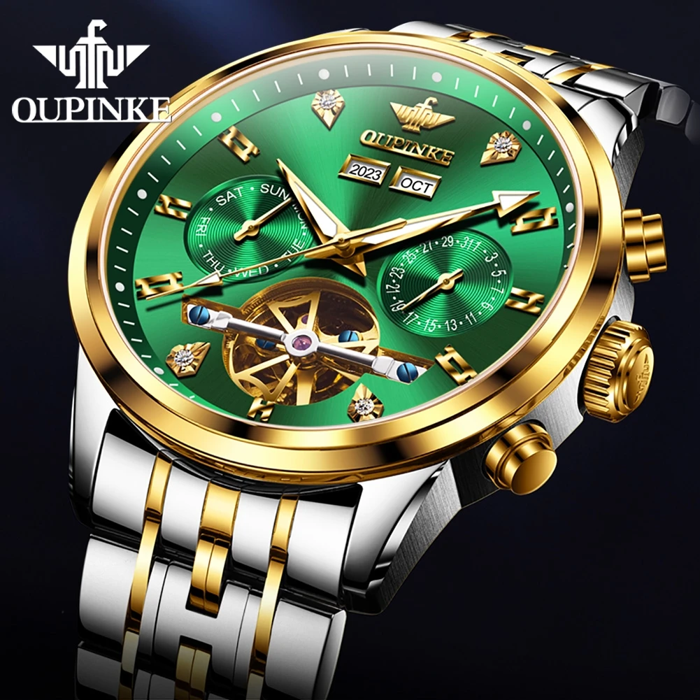 

Мужские часы OUPINKE 3248, модные, с ажурным циферблатом, автоматическим механизмом, указателем даты, стальным браслетом, роскошные, водонепроницаемые, механические.