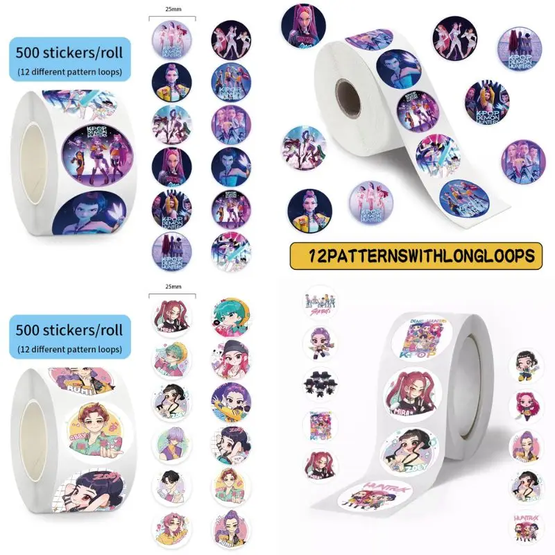 NEW 500pcsRoll Popular Anime KPop Stickers Tiger Theme DIY Waterproof Decals for Scrapbook Phone Luggage Skateboard Laptop Decor