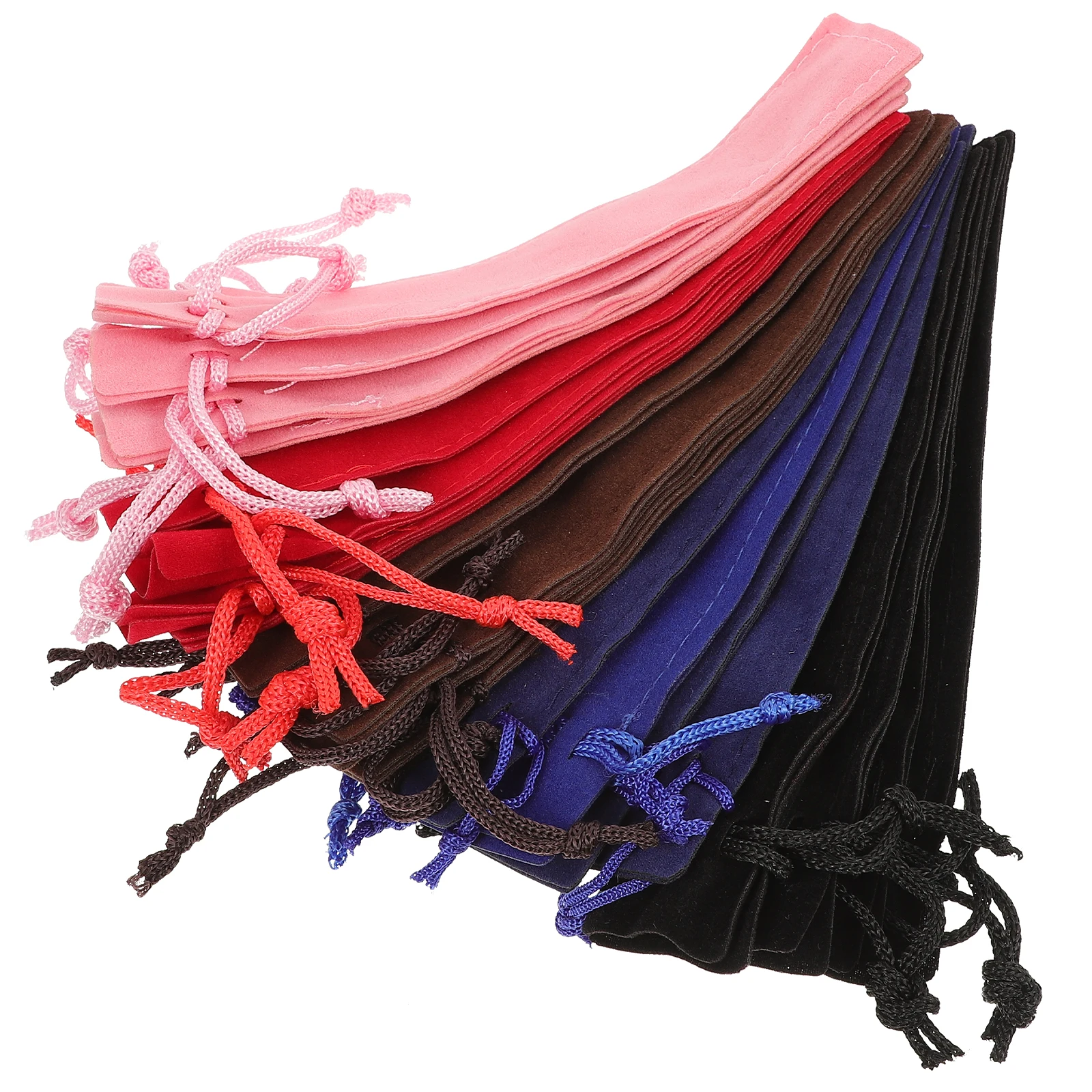 

20pcs Pen Bag Flannel Pen Case Drawstring Blue Pink Red Pencil Holder Storage School Office Supplies Lightweight Gift
