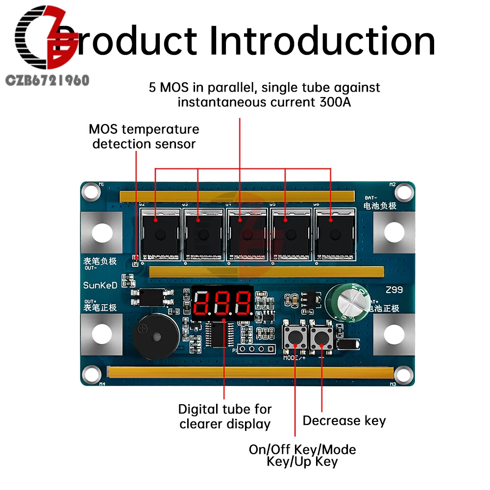99 Versnellingen Puntlasser DIY Kits 12 V 18650 Lithiumbatterij Energieopslag 5 MOS Transistors Puntlassen Besturingskaart Nikkel Vel