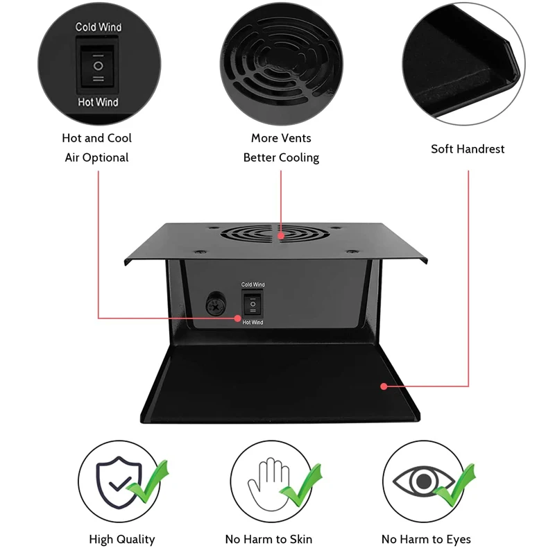 300W 네일 건조기 뜨거운 공기 및 차가운 공기 네일 젤 공기 건조 네일 향상 팬, 전문 네일 향상 도구 아트 젤 건조기