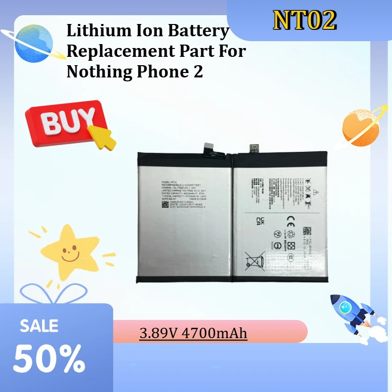 

NT02 Replacement Cell Phone Battery 3.89V 4700mAh Lithium Ion Battery Replacement Part For Nothing Phone 2