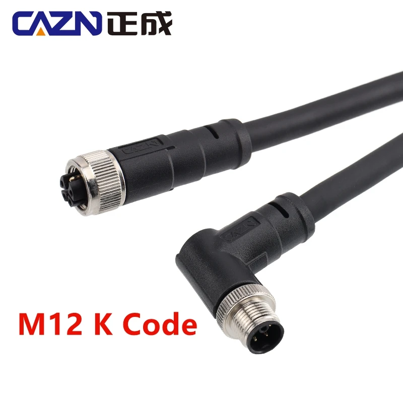 

1 Meters PVC Moulded Plug M12 Straight Right Angled K Code 2+PE 3+PE 4+PE Pins unshielded Leads Female Male Cable Connectors