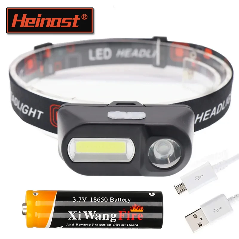 Mini Portable Headlamp COB+XPE LED USB Rechargeable Headlight Waterproof Head Lamp Head Flashlight for Camping Hiking