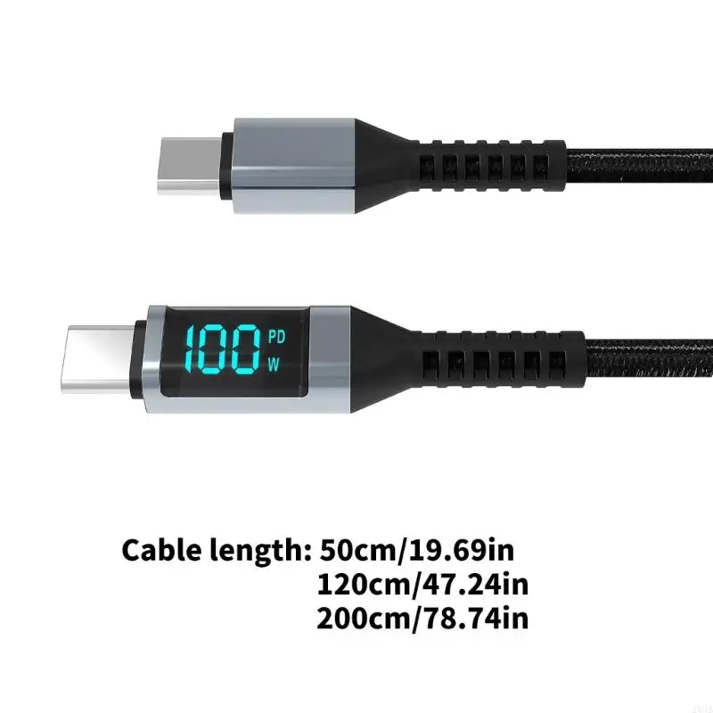 203b USB C สายชาร์จ 100W Type C To Type C สายการชาร์จ Fast Charging Cable Nylon ถัก