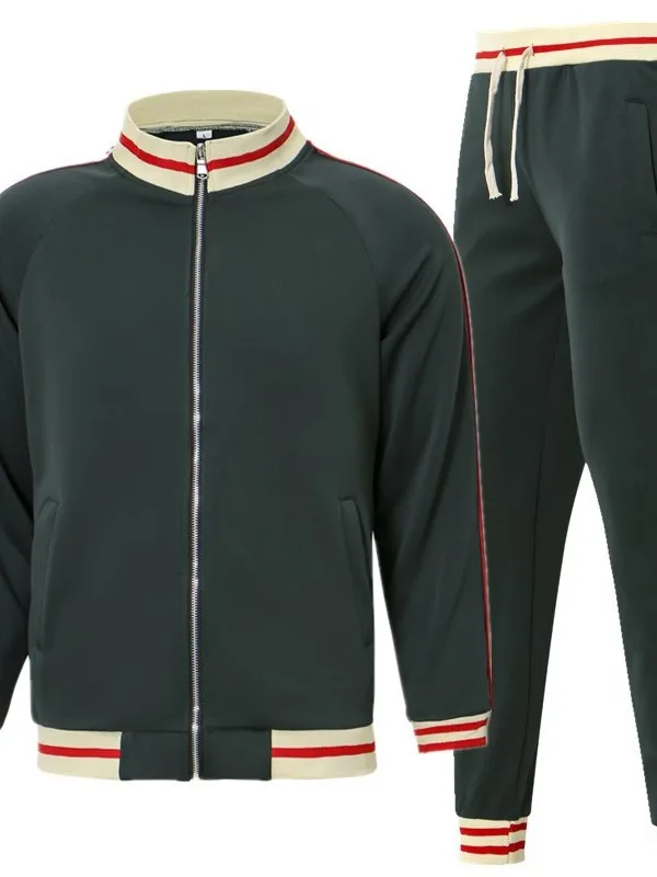 

Осенний мужской повседневный спортивный костюм: толстовка на молнии, бейсбольная куртка с длинным рукавом, длинные брюки – модный молодежный комплект