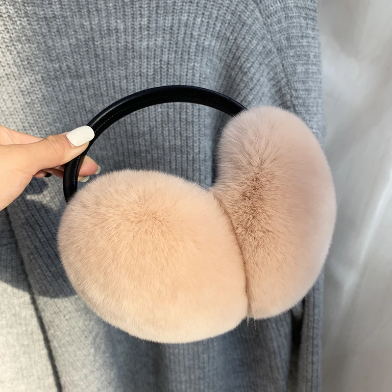 ธรรมชาติ 100% Rex กระต่ายขนสัตว์ Earmuffs Y2k Muffs หูสําหรับผู้หญิงฤดูหนาวเครื่องแต่งกายอุปกรณ์เสริมหูฟังน่ารักขนสัตว์ Earmuffs สําหรับเด็ก