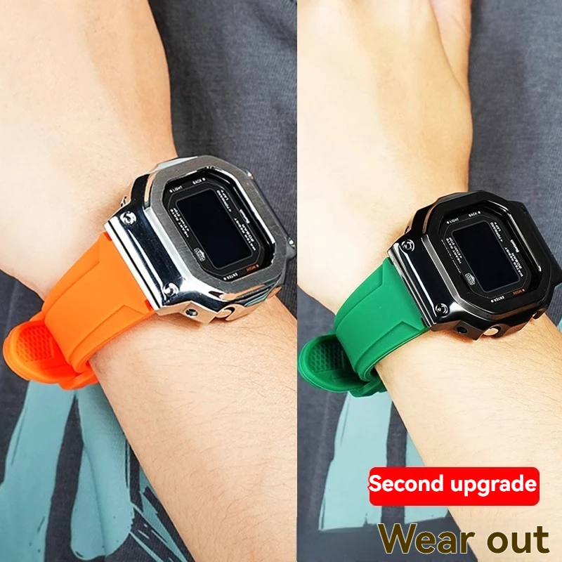 Для G-SHOCK Casio 3516 DW-H5600 DW H5600 DW-H5600MB Series модифицированный спортивный силиконовый ремешок для часов чехол 18 мм выпуклый резиновый браслет