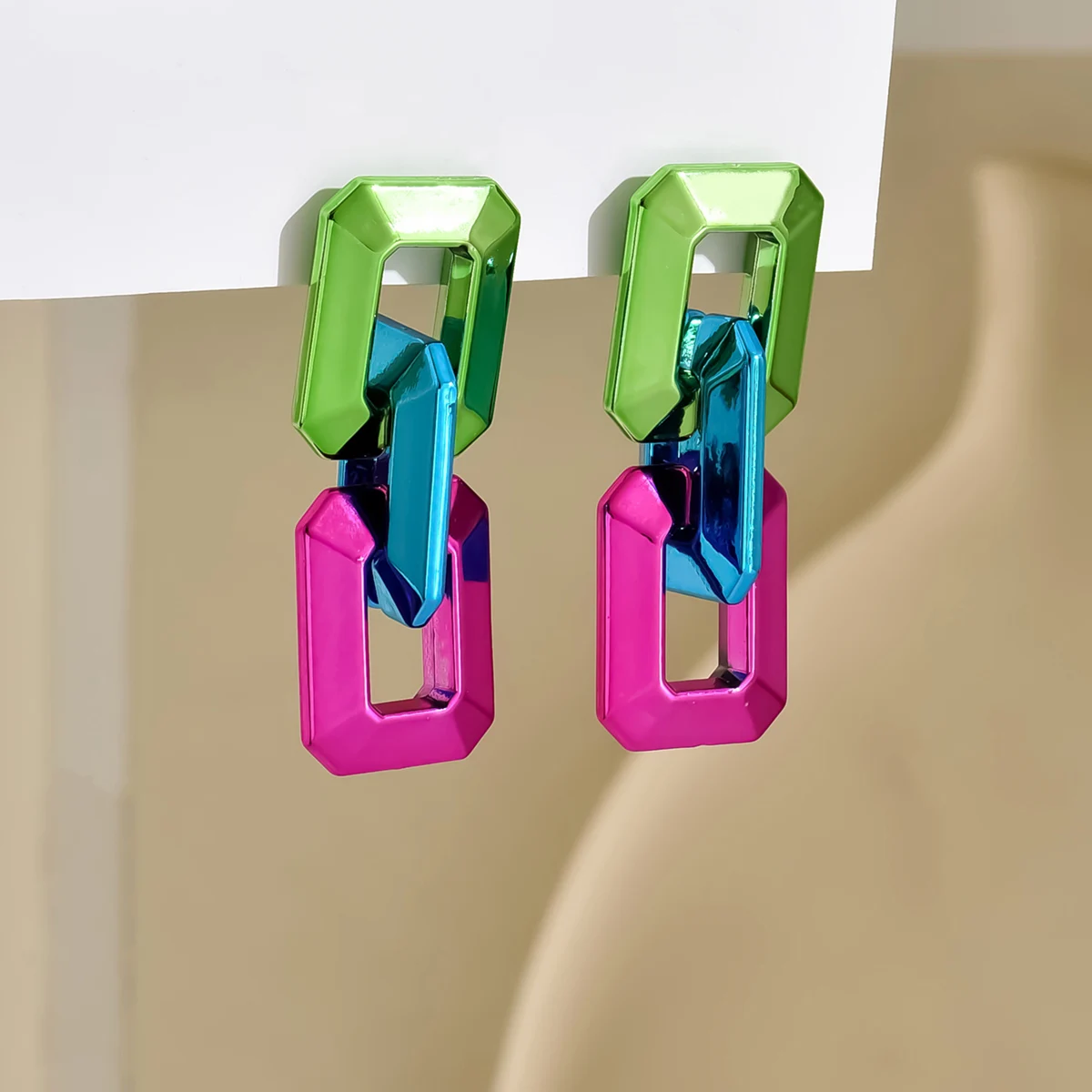 2023 New Acrylic Transparent sequin geometric Chain Drop Earrings for Women Trendy Metallic Long Earring y2k Girls Jewelry Gifts