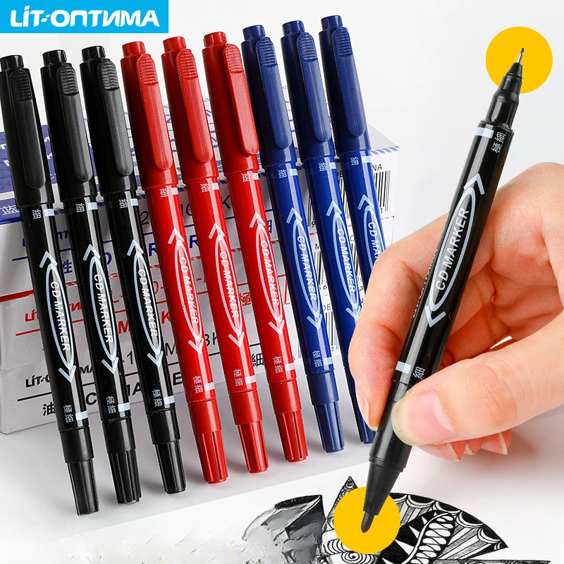 10 PCS Permanent Markers Pens Manga Waterproof Double Sided Colored Oily Ink Sketch Painting Art School Supplies Stationery