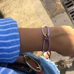 Bracelet en acier inoxydable avec 3 boucles en métal, chaîne à lacets avec ruban, ULréglable multicolore