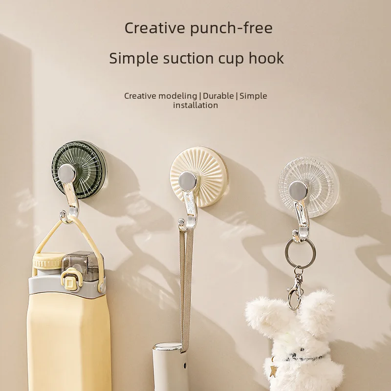 Strong Suction Cup Hook Punch-Free Bathroom Wall Seamless Vacuum Glue Stick Bathroom Towels Hanger Clothes Storage Sticky Hook