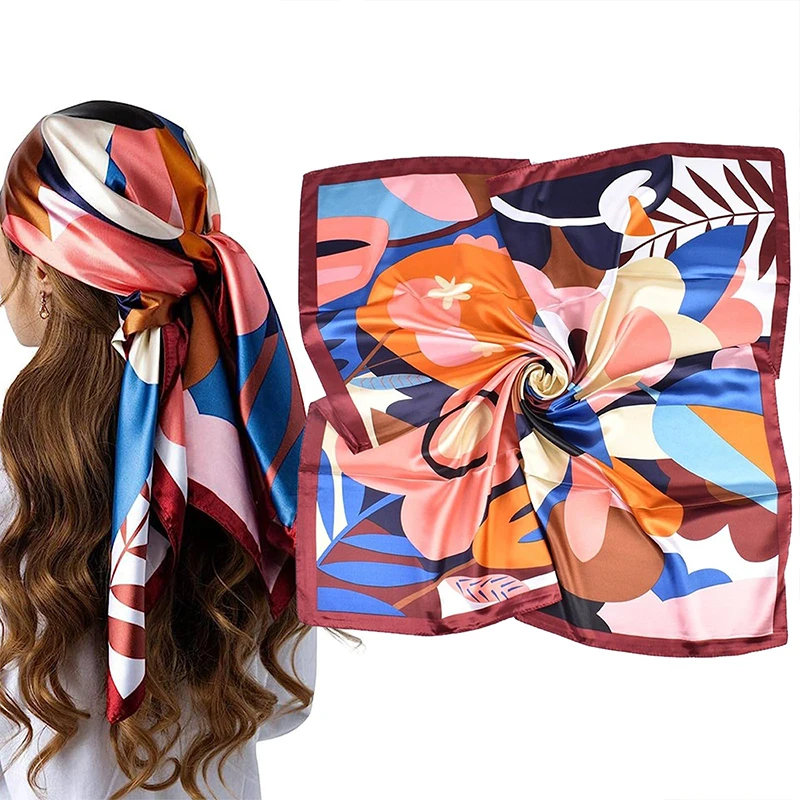 90×90Cm Wine Red 2023 New Fashion Vintage Print 90 Color Ding Square Scarf Multi-Purpose Silk Scarf Spot Headscarf