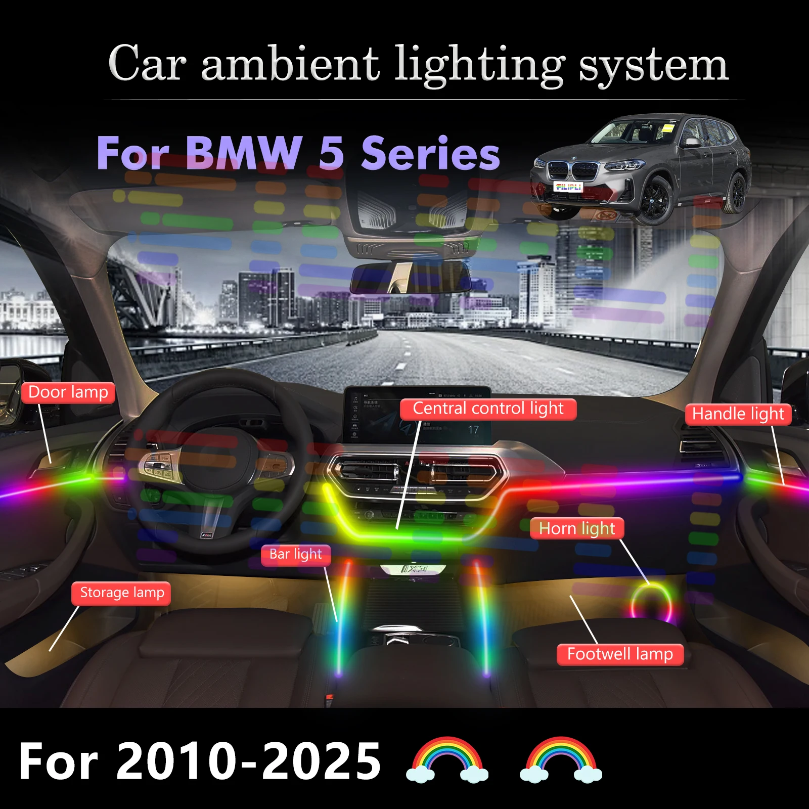 

Car LED Interior Ambient Lights: Stylish and Functional LED Lights for Your Car For BMW Only F10 F11 F07 F18 G30-G38
