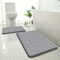 2 pieces of embossed flannel bathroom absorbent floor mats 2-piece set furry shower room non-slip floor mats home entrance mats