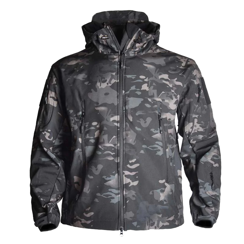 Outdoor Soft Tactical Jackets Windproof Fleece Hunting Clothes Waterproof Windbreaker Coat Hooded Breathable Hiking Jacket Men