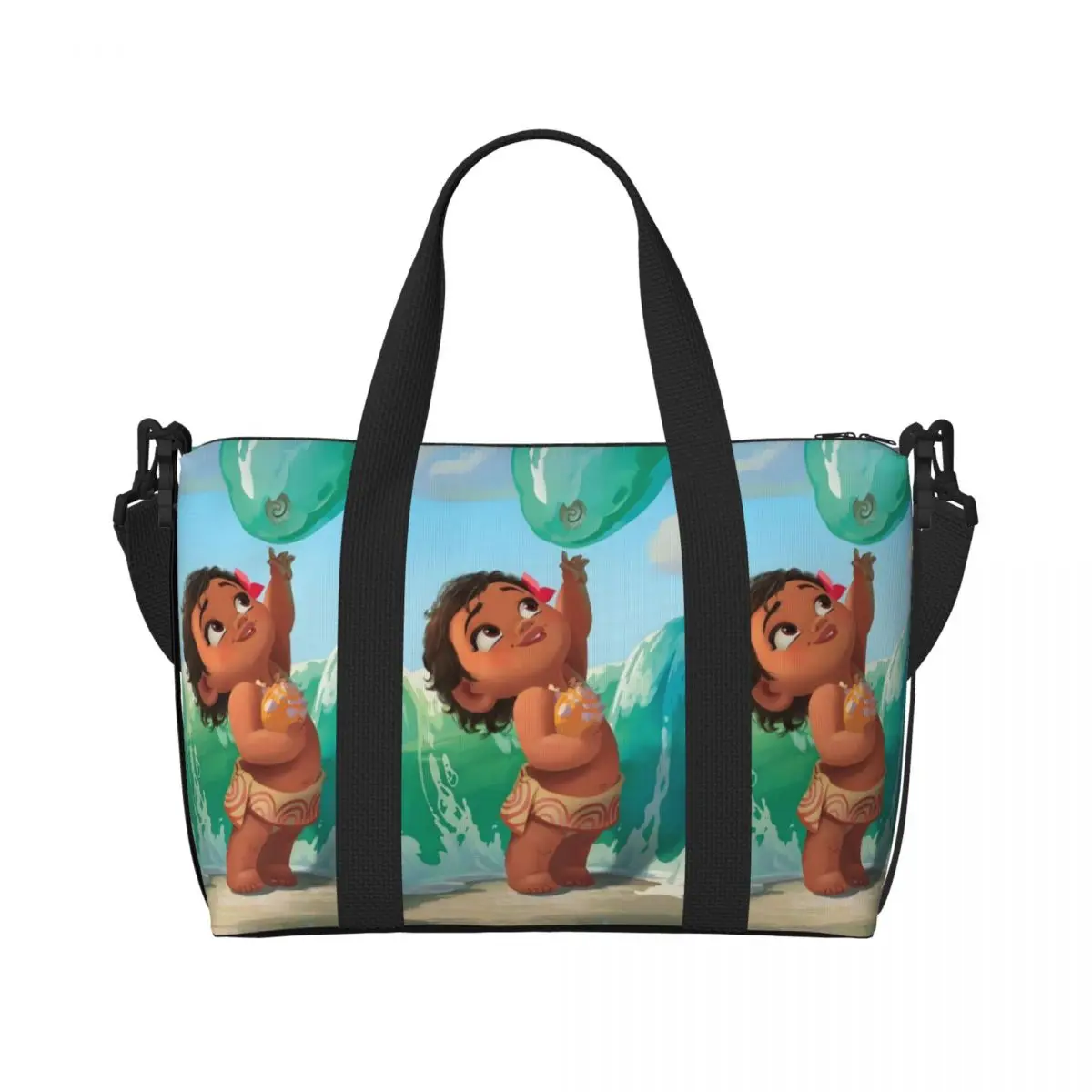 

Пляжная большая сумка Moana на заказ для женщин, приключенческий фильм, большое отделение, спортивные пляжные дорожные сумки