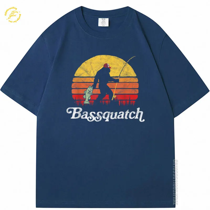 

Bassquatch! Funny Bigfoot Fishin Unisex Adults Men Retro Oversized T-Shirt Black Tshirt Top Harajuku Fashion 한국인 후기 많은 옷 남자