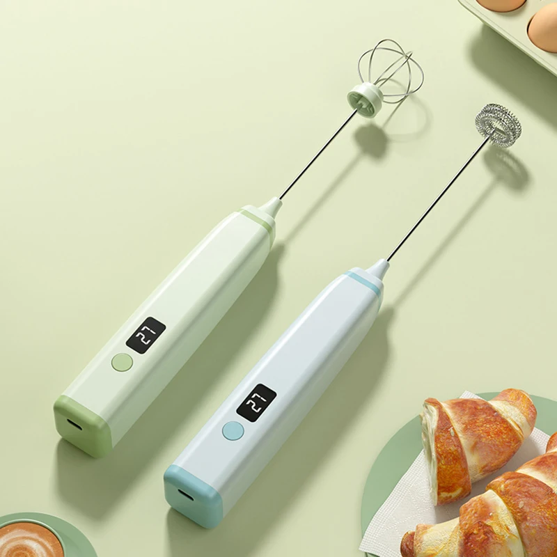 خلاط كهربائي محمول قابل لإعادة الشحن عبر USB مع شاشة ديجيتال، خلاط قهوة الحليب الكهربائي، رغوة الحليب الكهربائية