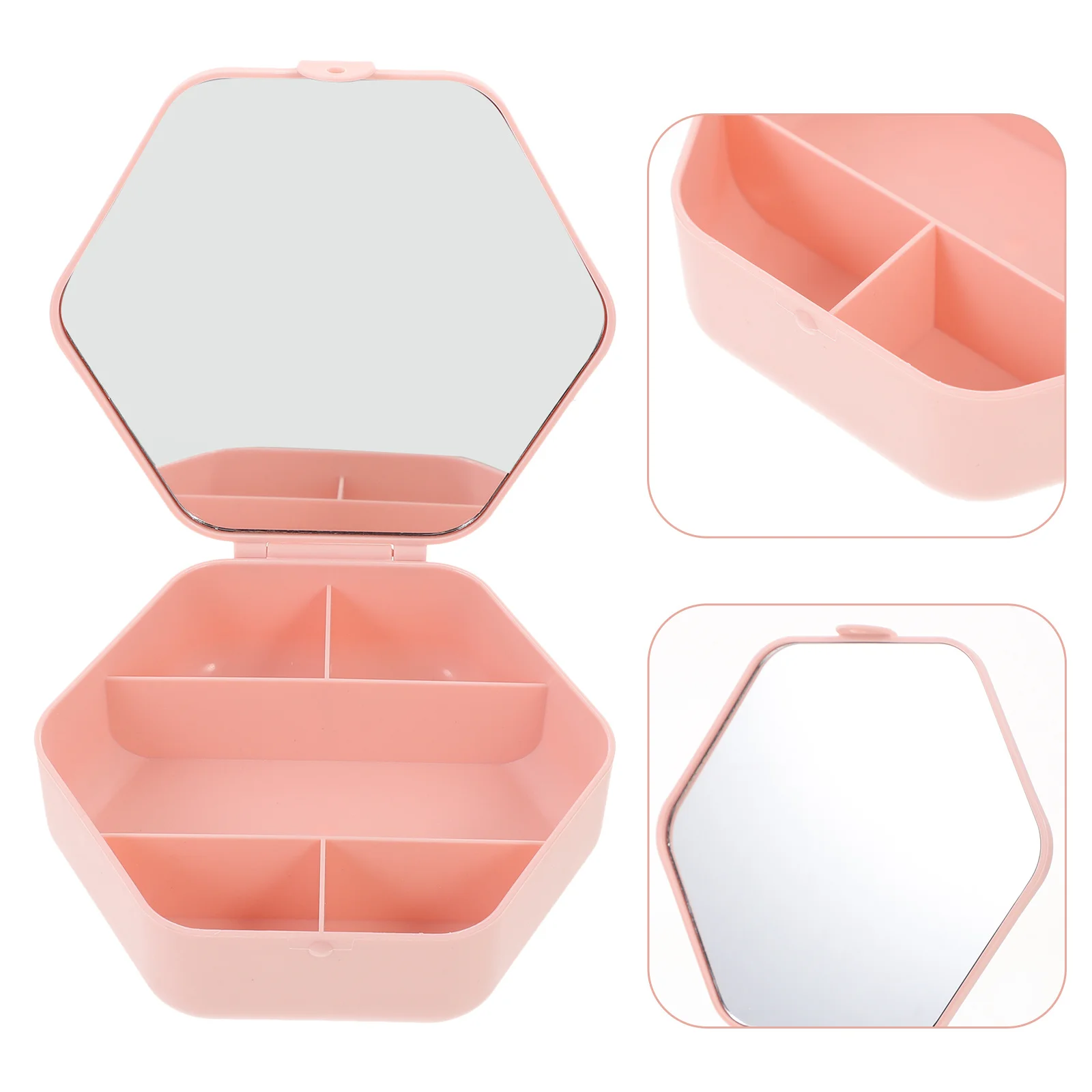

Travel Jewelry Box with Mirror Ear Stud Holder Portable Hair Tie Organizer Lightweight Case Jewelry Case Earring Holder