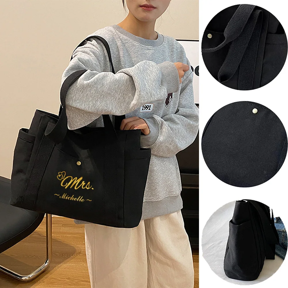 Personalized Customization Name Women's Shoulder Bag Fashionable Shopping Bag Outdoor Travel Work Commuting Storage Bag