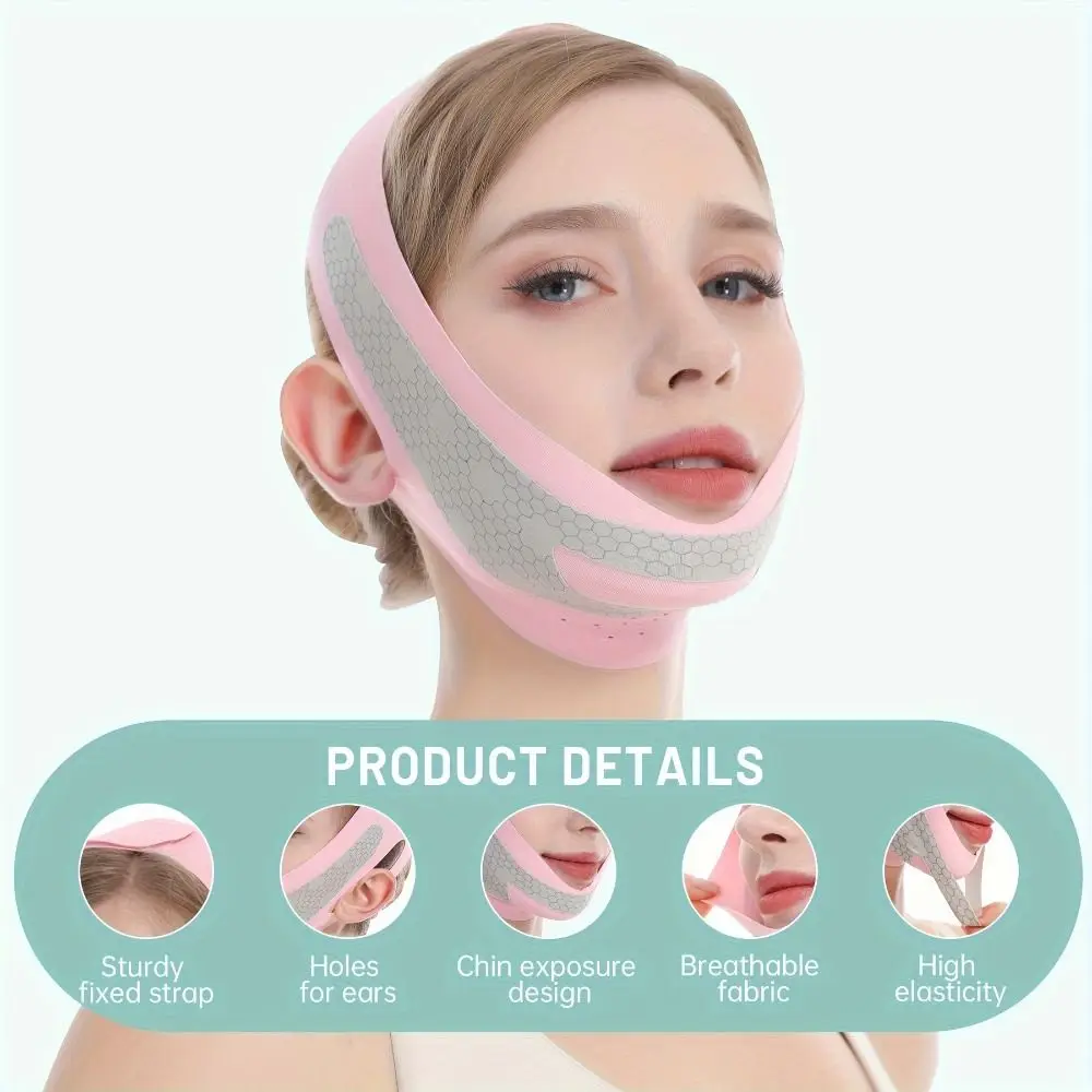 Cinturón de Estiramiento Facial de grafeno de alta elasticidad, vendaje adelgazante Facial ajustable cómodo, masaje Facial transpirable