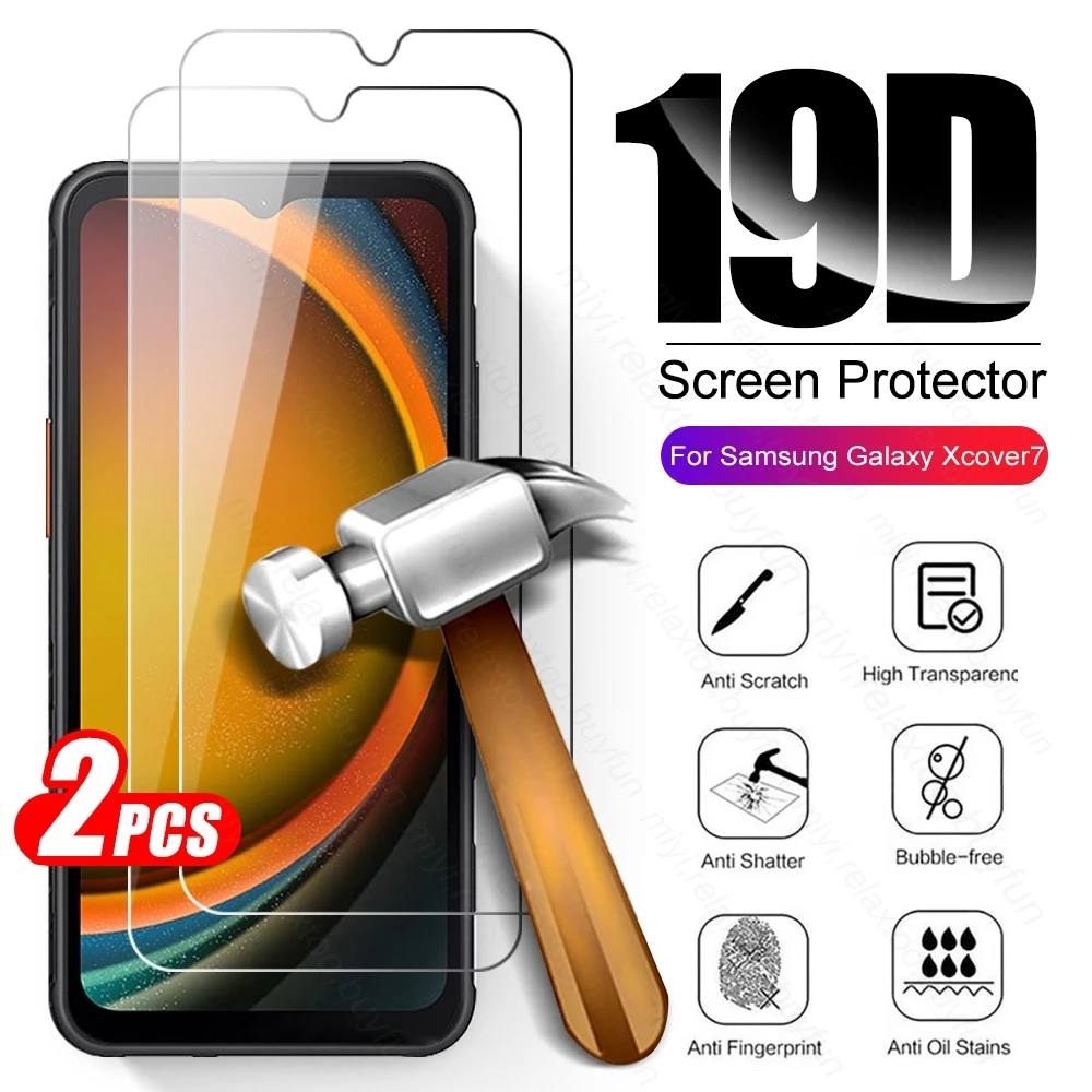 Sumsung Xcover 7 Case 2PCS HD 9H Tempered Glass Full Screen Protector Cover For Samsung Galaxy Xcover7 5G 2024 SM-G556B/DS 6.6