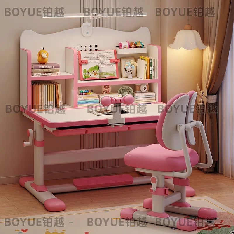 Children's study tables and chairs primary school students' home writing chairs correct sitting posture, desk chairs view 2