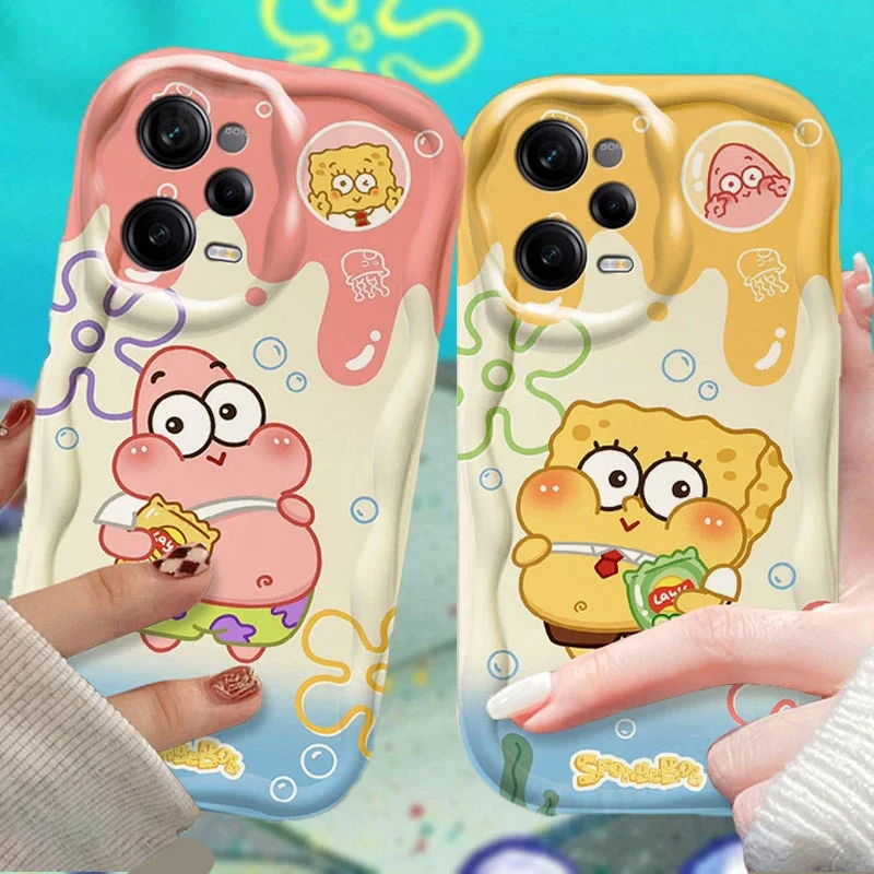 Cute Cartoon SpongeBobs Phone Case For Xiaomi Redmi Note 13 12 11 Pro Plus 4G 5G 12S 11S 10 10S 9 9S 8 13C 12C 10C Turbo 3 Cover