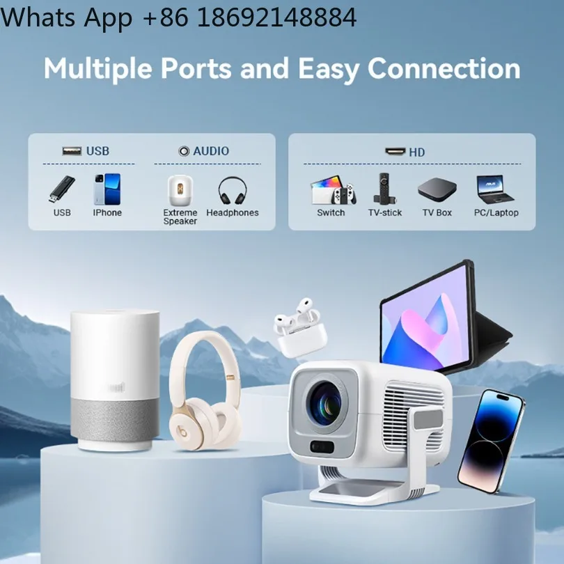 4K Projector Android Auto Focus Smart Home Meeting Theater 450ANSI Portable Beam Projector Spot