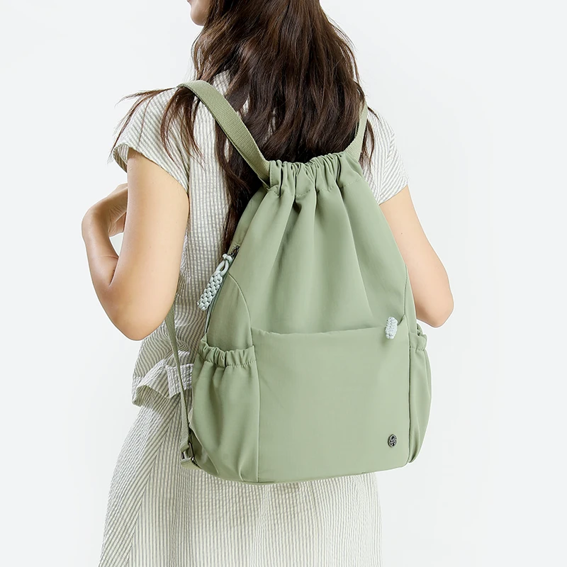 

Nylon Drawstring Backpack for Women 2025 New Model Large Capacity Multi-Color Options Lightweight Casual Travel Backpack