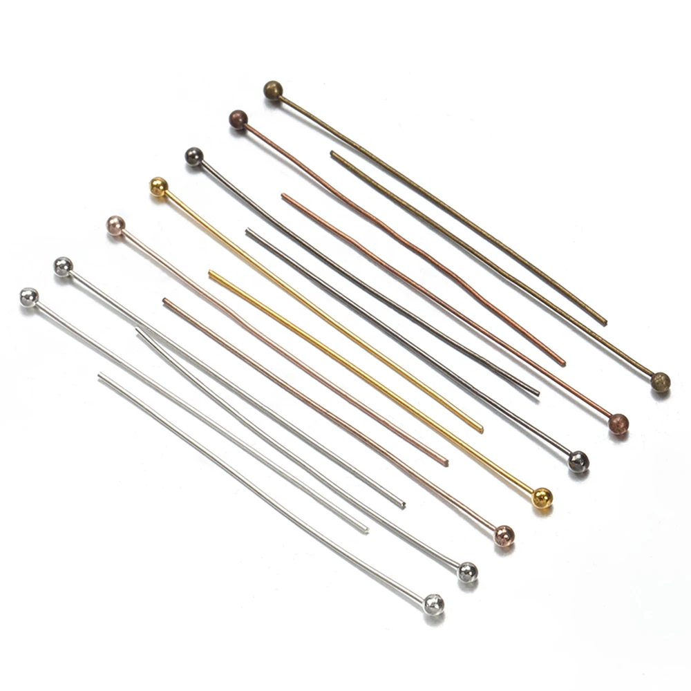 200pcs/lot Metal Ball Head Pins 18 20 24 30 40mm for DIY Earrings Bracelet Components Jewelry Making Head Pins Findings Supplies