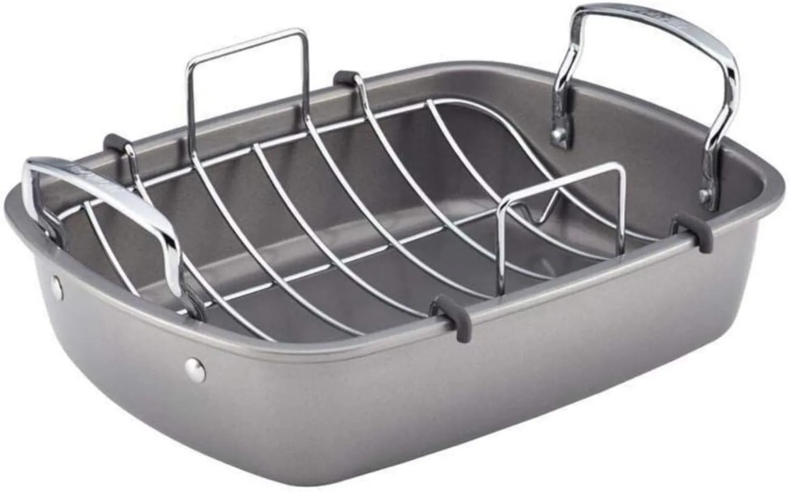 

Nonstick Roasting Pan / Roaster with Rack Durable Non-sticky High-performance Design - 17 Inch X 13 Inch, Gray