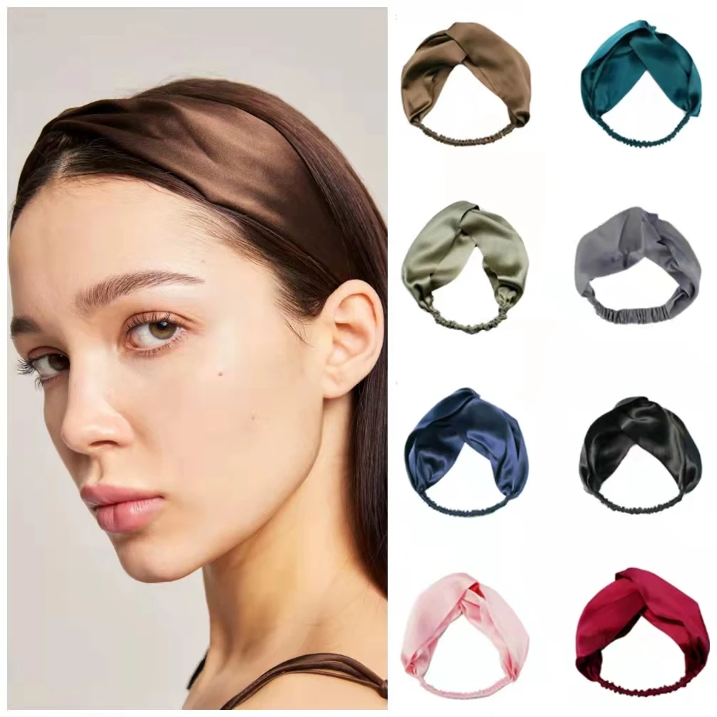 Pure Silk Twisted Turban Head Wrap 100 Mulberry Silk Designer Headbands Luxury Silk Elastic Hair Band For Women Bandana Bohimian
