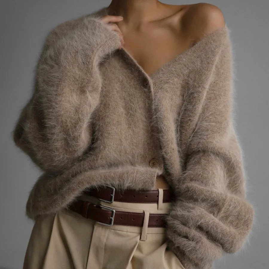 

2025 Autumn/winter Cardigan Women's Loose Sweater Jacket Soft Long Sleeved Knitted Sweater