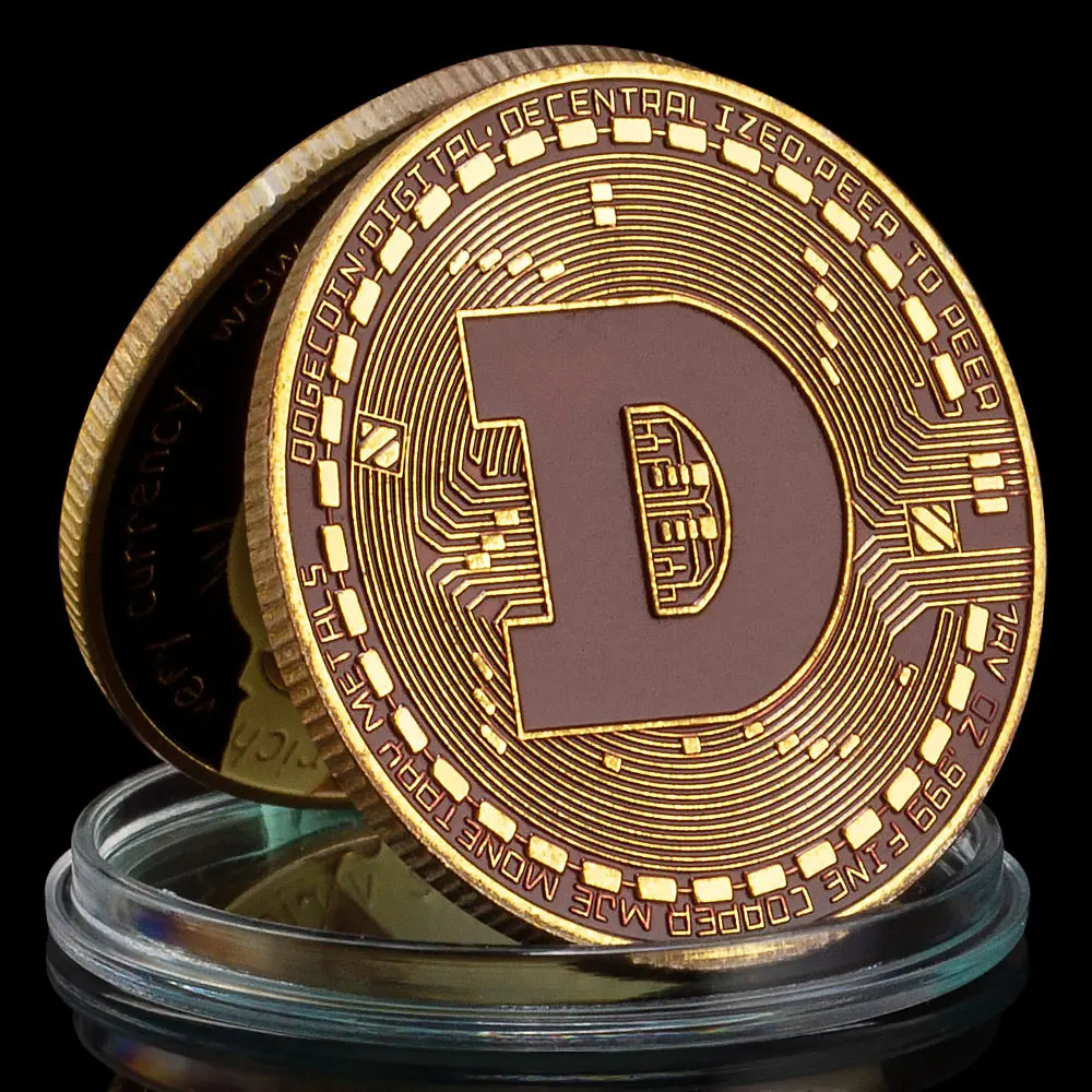 Dogecoin banhado a ouro prata moeda comemorativa doge wow padrão colecionável presente animal crachá coleção moeda