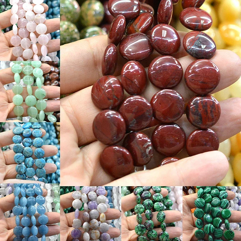 14mm 25pcs  Natural Stone Turquoises Tiger Eye Agates Jaspers Chalcedony Round Spacer Beads For Jewelry Making DIY Bracelet