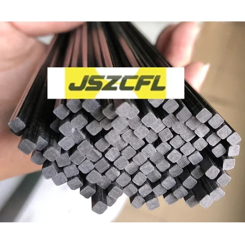 2/4/10pcs 1/1 .4/1.5/2/3/4/5/6/8/10mm X 500mm Length Pultruded Square Solid Carbon Fiber Rod, CFR Rods Drone Accessories