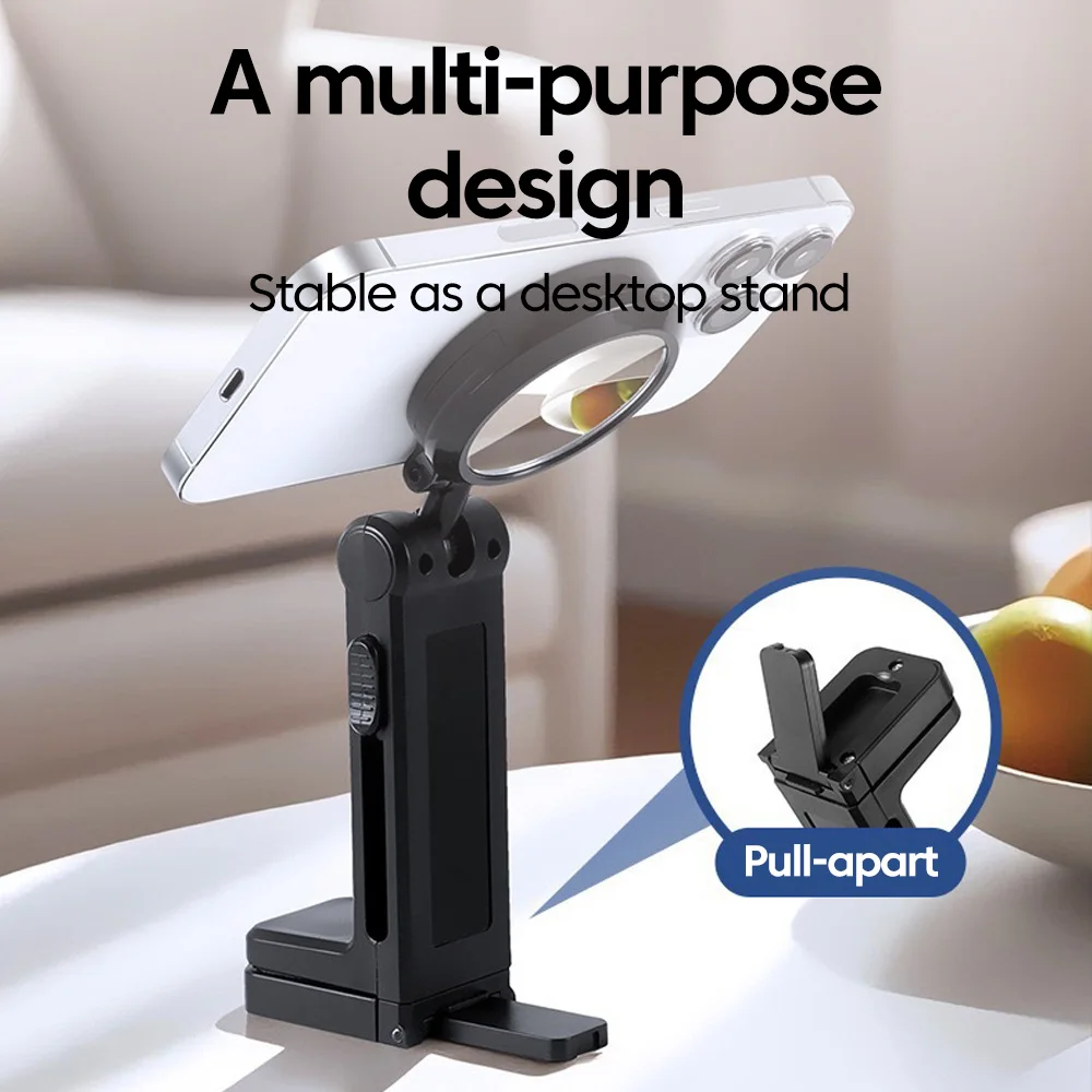 360°Adjustable Foldable Storage Mangetic Travel Phone Stand Mini Portable Mirror Lazy Holder For Universal Phone